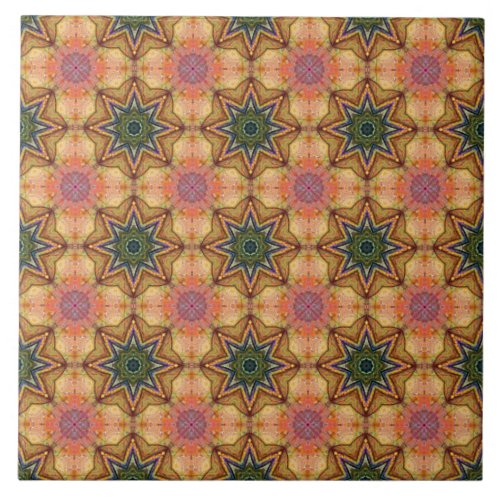 Vibrant Geometric Pattern Bohemian Accent Ceramic Tile