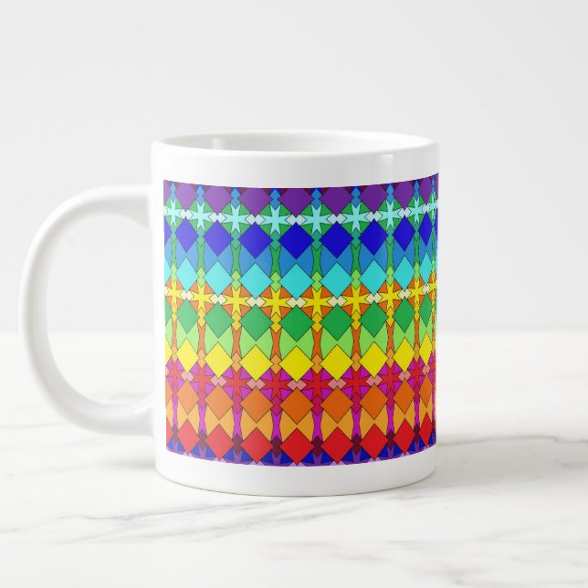 Vibrant Geometric Pattern Giant Coffee Mug (Left)