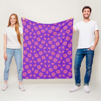 Vibrant Geometric Pattern in Purple and Coral Tone Fleece Blanket