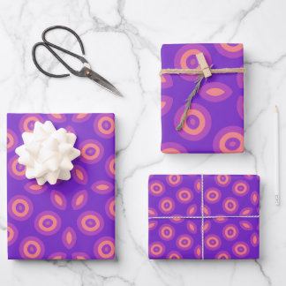 Vibrant Geometric Pattern in Purple and Coral Tone Wrapping Paper Sheets