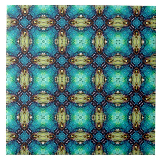 Vibrant Geometric Pattern Mediteranean Inspired Ceramic Tile (Front)