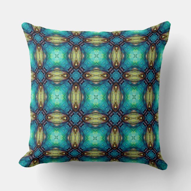 Vibrant Geometric Pattern Mediteranean Inspired Throw Pillow (Front)