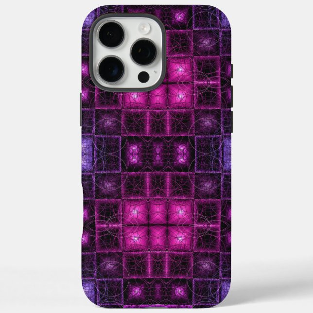 Vibrant Geometric Pattern Neon Purple Pink Cubes Case-Mate iPhone Case (Back)