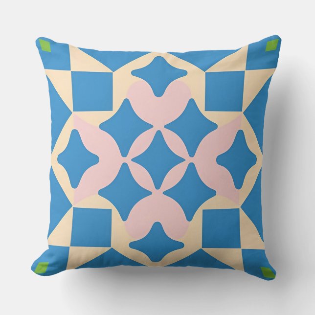 Vibrant Geometric Pattern Throw Pillow (Front)
