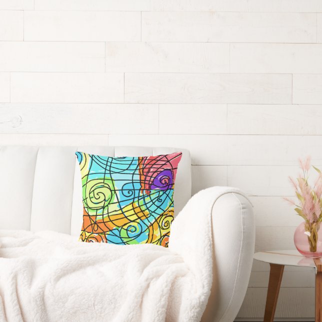 Vibrant Geometric Pattern Throw Pillow (Couch)