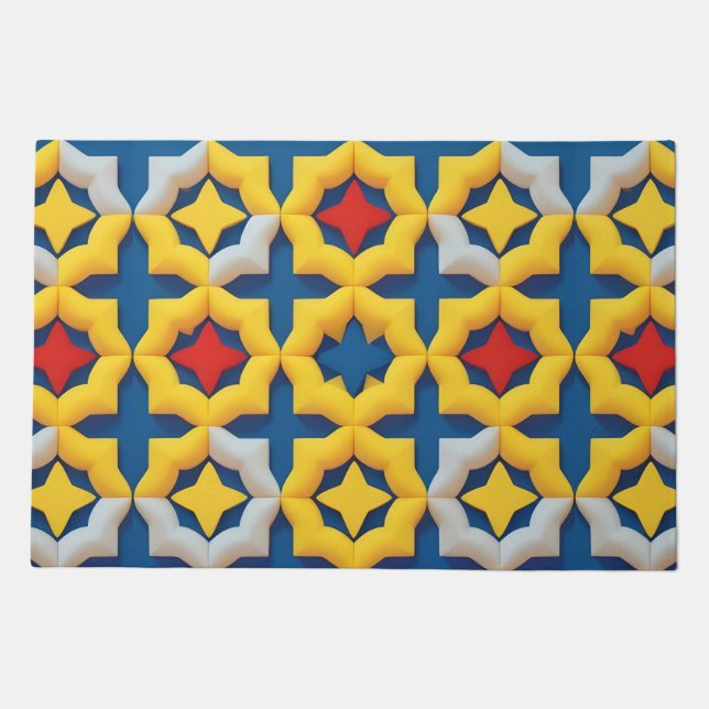 Vibrant Geometric Pattern with Bold Colors Doormat (Front)