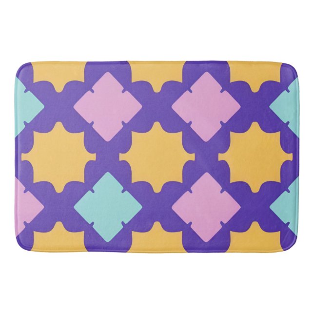 Vibrant Geometric Pattern with Bright Colors Bath Mat (Front)
