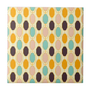 Vibrant geometric pattern with rows of octagonal s ceramic tile