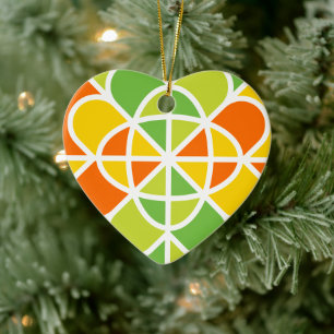 Vibrant Geometric Sunburst Abstract Art Ceramic Ornament