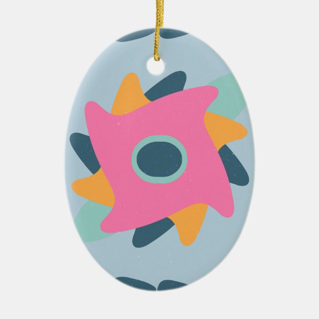 Vibrant Geometric Tile Design Ceramic Ornament (Front)