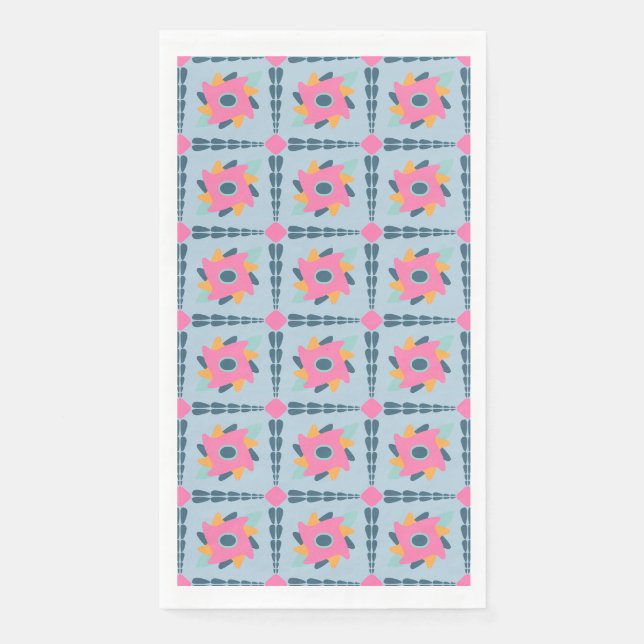 Vibrant Geometric Tile Design Paper Guest Towels (Front)