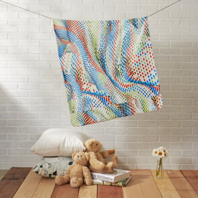 Vibrant Geometric Wave Mosaic Baby Blanket (In Situ)