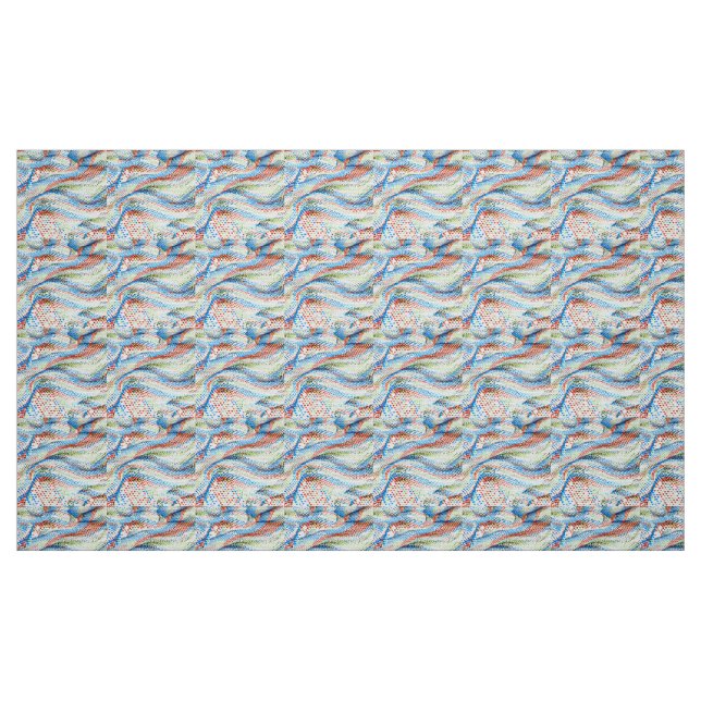 Vibrant Geometric Wave Mosaic Fabric (Fat Quarter)