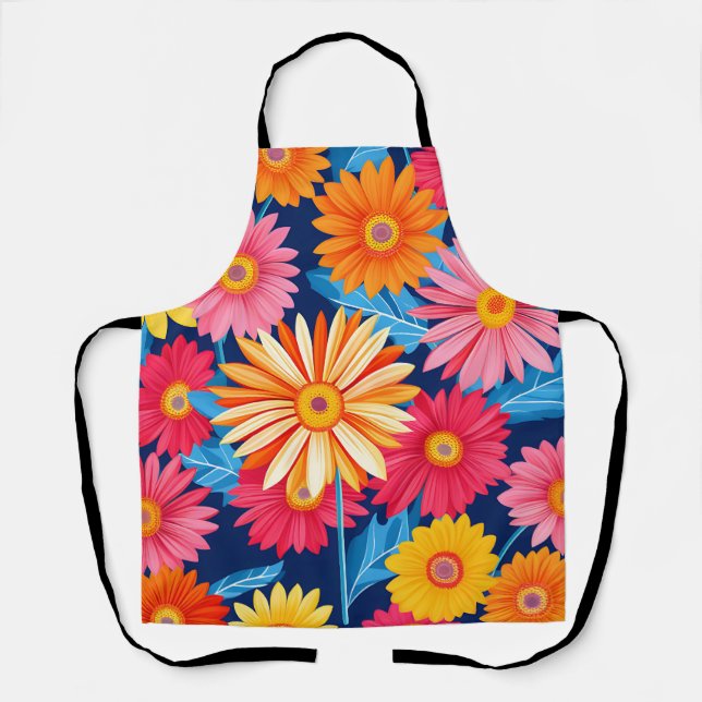 Vibrant Gerbera Daisies Flowers Plant Apron (Front)