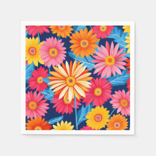 Vibrant Gerbera Daisies Flowers Plant Napkins