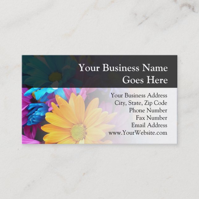 Vibrant Gerbera Daisy Bouquet Business Card (Front)
