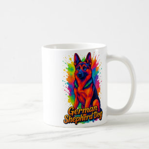 Vibrant German Shepherd Pop Art – Colorful Neon Mu Coffee Mug