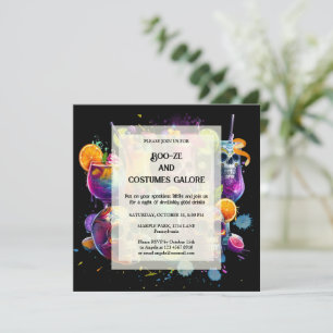 Vibrant  Get you booze On Drinking Halloween Party Holiday Card