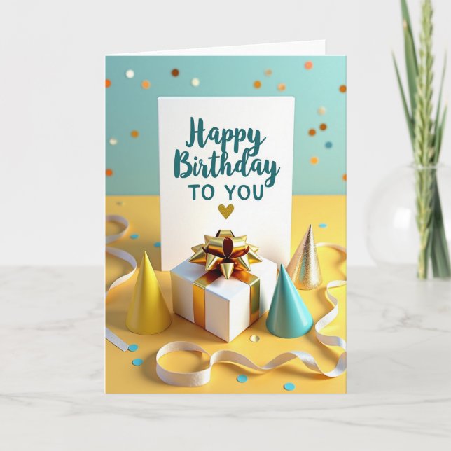 Vibrant Gift Bow Birthday Card (Front)