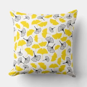 Vibrant Ginkgo Biloba Botanical Art Pattern - Yell Throw Pillow