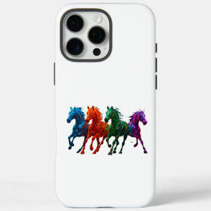 Vibrant Glass Horses – Colorful Glowing Horse Art iPhone 16 Pro Max Case