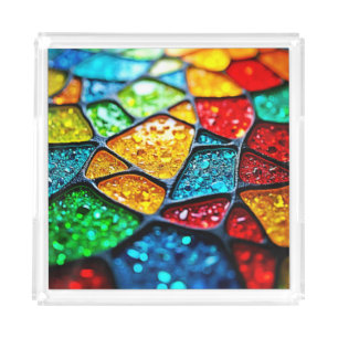 Vibrant Glass Mosaic: Jewel Colors Acrylic Tray