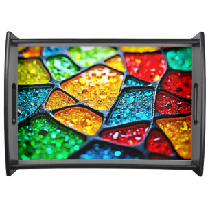 Vibrant Glass Mosaic: Jewel Colors Serving Tray