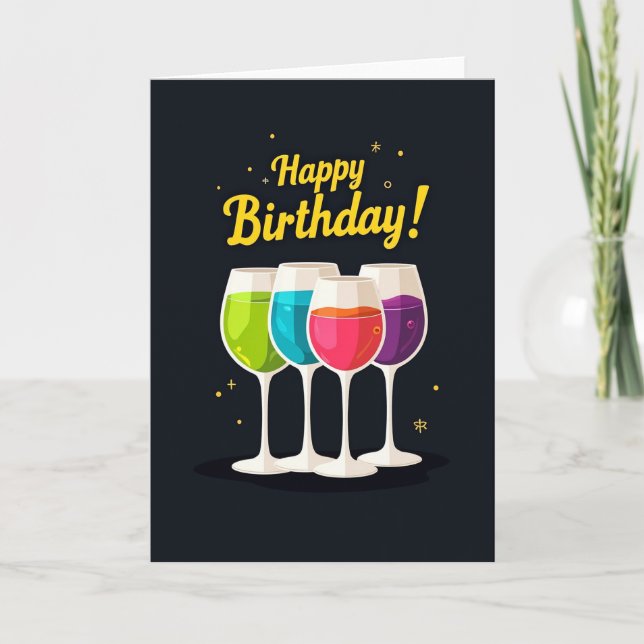 Vibrant Glasses Birthday Card (Front)