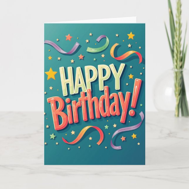 Vibrant Glossy Birthday Card (Front)