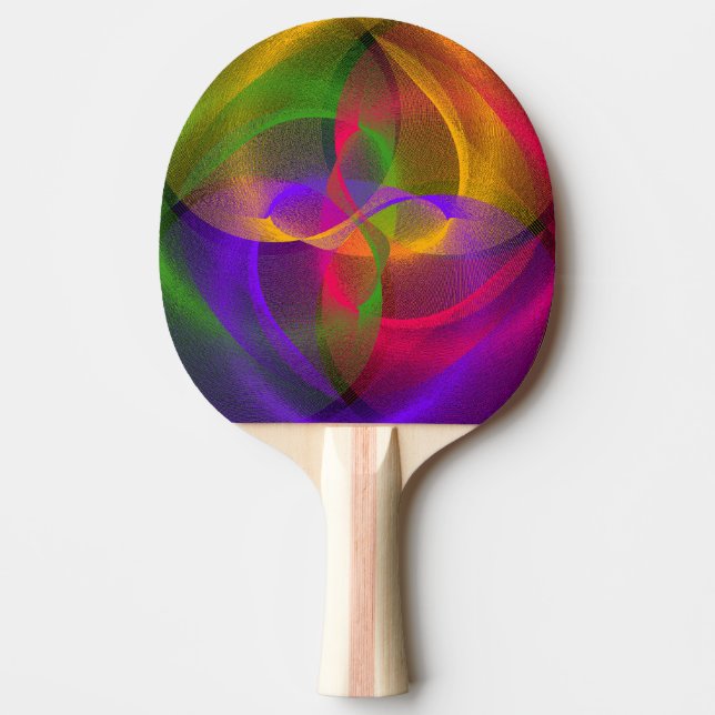 Vibrant Glossy Finish Geometric Ping Pong Paddle (Front)