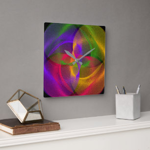 Vibrant Glossy Finish Geometric Wall Clock