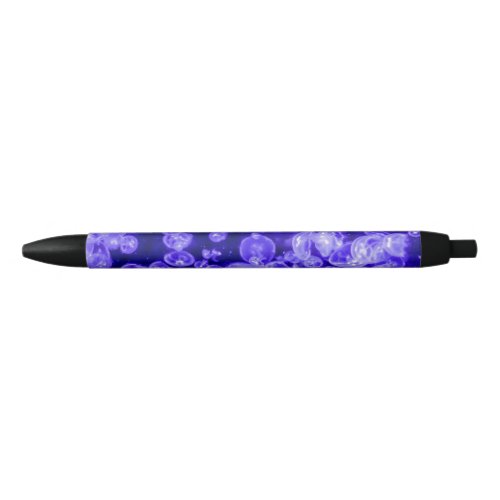 Vibrant Glowing Nautical Jellyfish Swarm Black Ink Pen