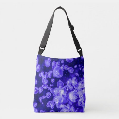 Vibrant Glowing Nautical Jellyfish Swarm Crossbody Bag