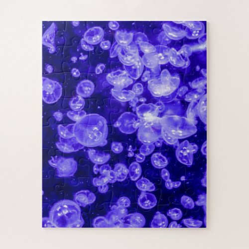 Vibrant Glowing Nautical Jellyfish Swarm Jigsaw Puzzle