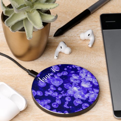 Vibrant Glowing Nautical Jellyfish Swarm Personal Wireless Charger