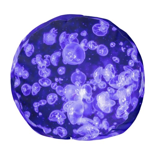 Vibrant Glowing Nautical Jellyfish Swarm Pouf