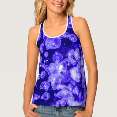 Vibrant Glowing Nautical Jellyfish Swarm Tank Top