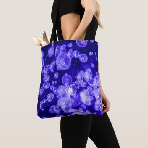 Vibrant Glowing Nautical Jellyfish Swarm Tote Bag