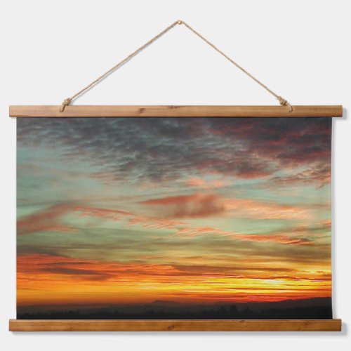 Vibrant Glowing Oregon Sunset Hanging Tapestry