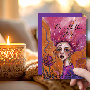 Vibrant Go with the flow Inspirational Woman Card