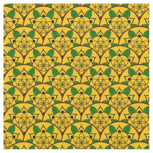 Vibrant Gold Yellow Circular African Pattern Fabric
