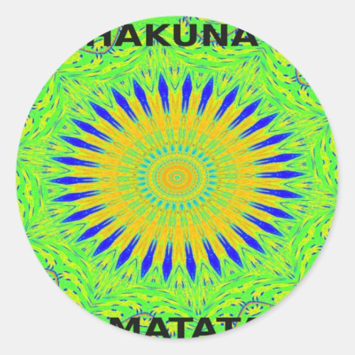 Vibrant Golden Green African Fabric Pattern Art Classic Round Sticker