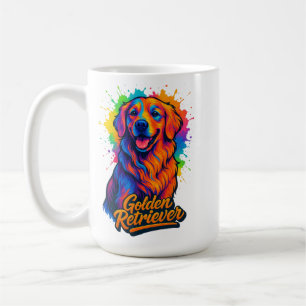 Vibrant Golden Retriever Pop Art – Colorful Neon Coffee Mug