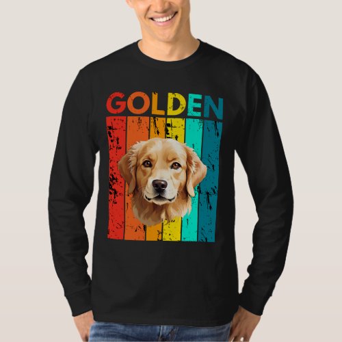 Vibrant Golden Retriever Retro Design T_Shirt