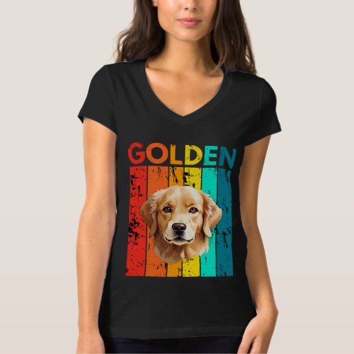 Vibrant Golden Retriever Retro Design T_Shirt