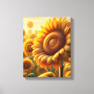 Vibrant Golden Sunflowers Field Canvas Wall Art