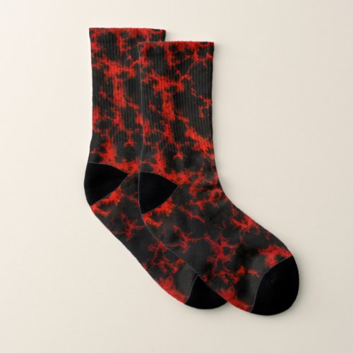 Vibrant Goth Spotted Red and Black Socks