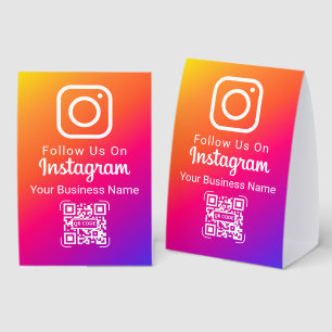 Vibrant Gradient Social Media Instagram Follow Us Paper Table Tent