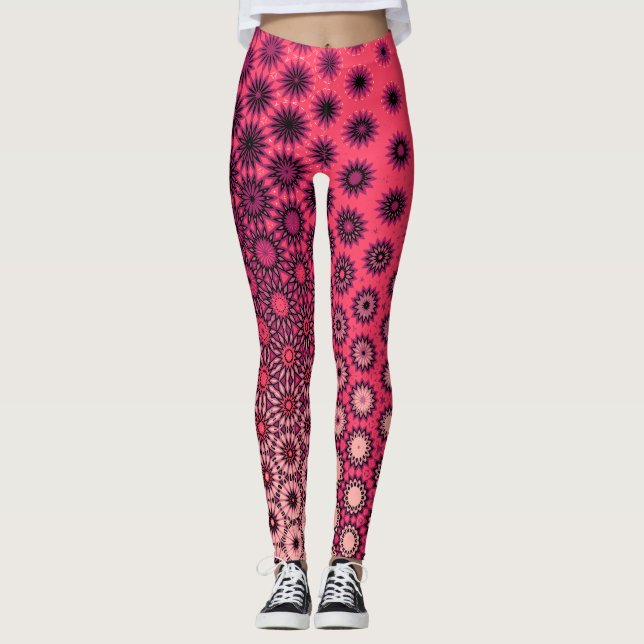  Vibrant Gradient Starburst Pattern Leggings (Front)