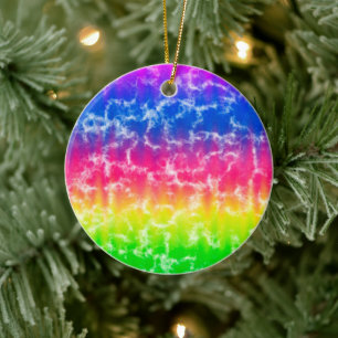 Vibrant Gradient Tie Dye Christmas Ornament
